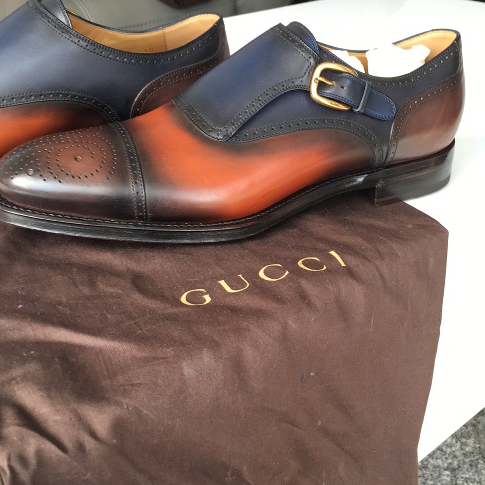 NEW Gucci Men's Shaded Leather Monk Shoe